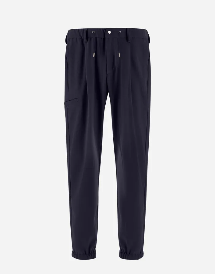 Herno TROUSERS IN CREPE FLUID Navy Blue Men Trousers
