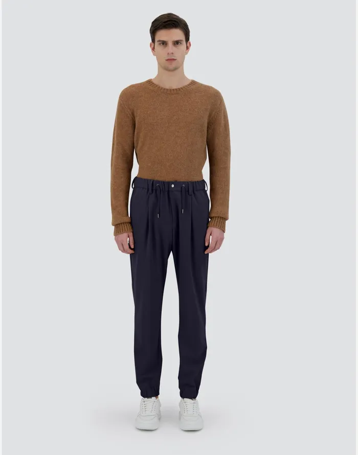 Herno TROUSERS IN CREPE FLUID Navy Blue Men Trousers