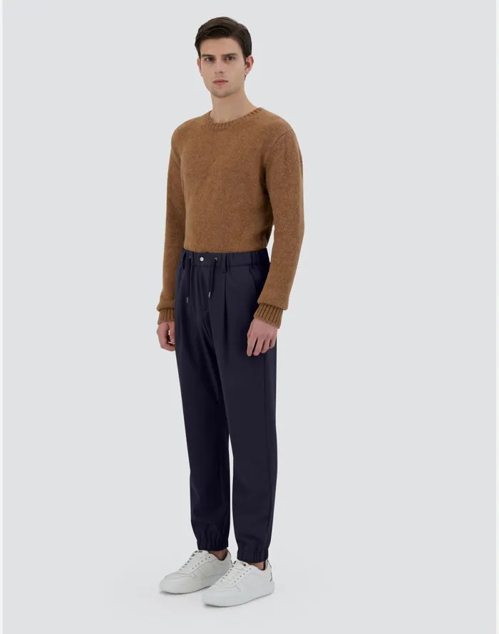 Herno TROUSERS IN CREPE FLUID Navy Blue Men Trousers