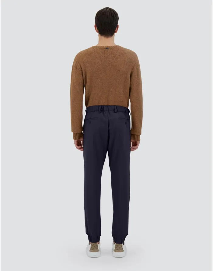 Herno TROUSERS IN CREPE FLUID Navy Blue Men Trousers