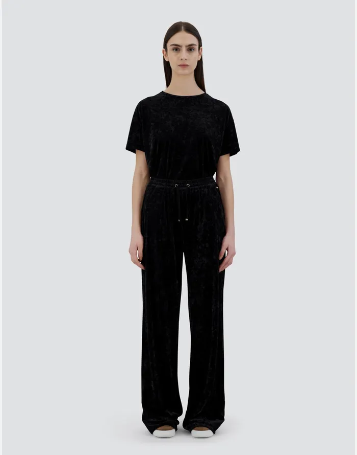 Herno TROUSERS IN MARBLEDVELVET Black Women Trousers