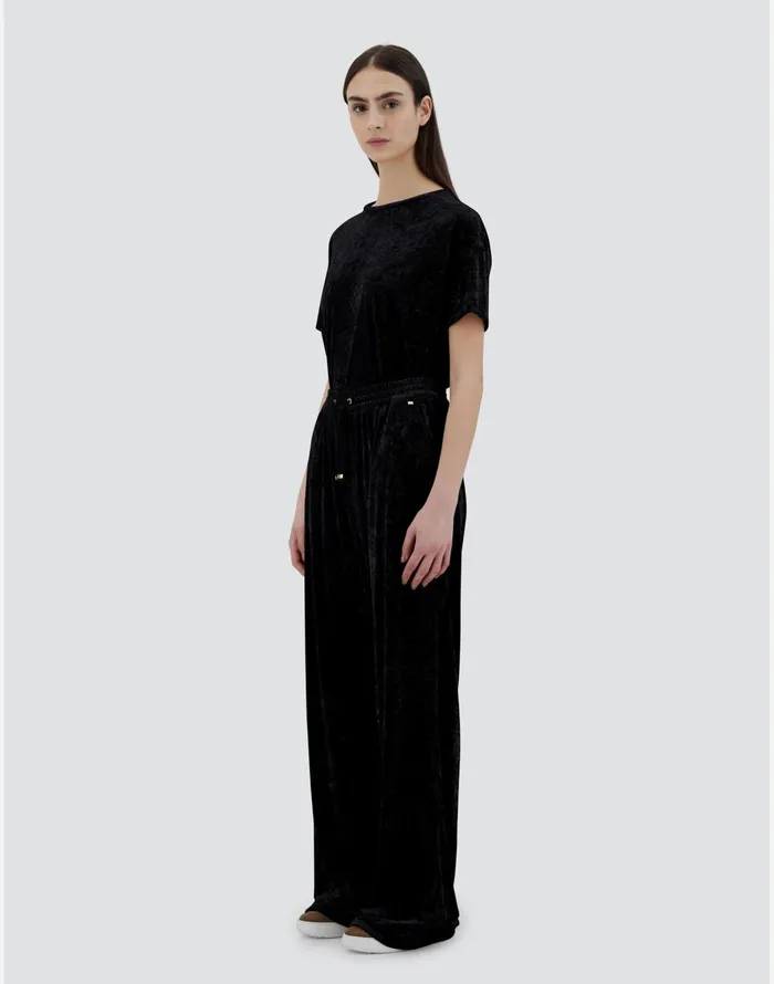 Herno TROUSERS IN MARBLEDVELVET Black Women Trousers