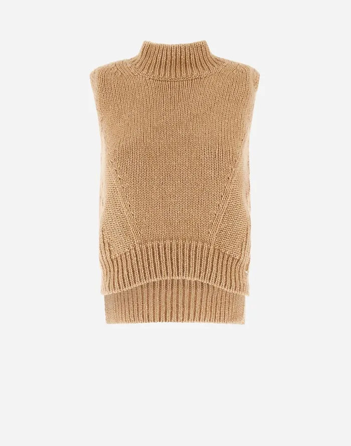 Herno VEST IN SULTAN KNIT Camel Women Sweaters and Cardigan