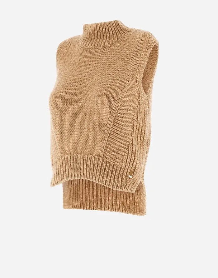 Herno VEST IN SULTAN KNIT Camel Women Sweaters and Cardigan