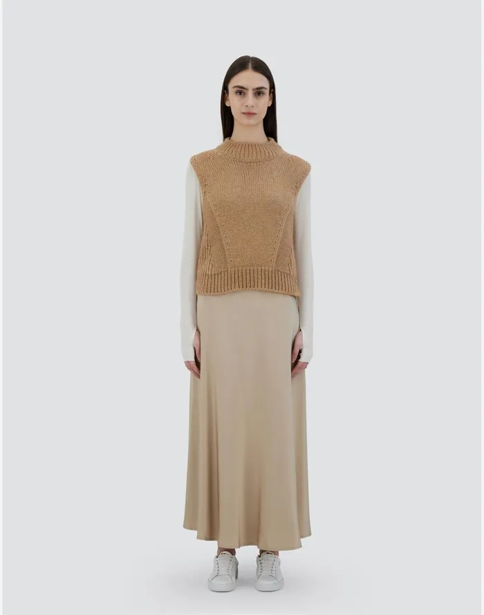 Herno VEST IN SULTAN KNIT Camel Women Sweaters and Cardigan