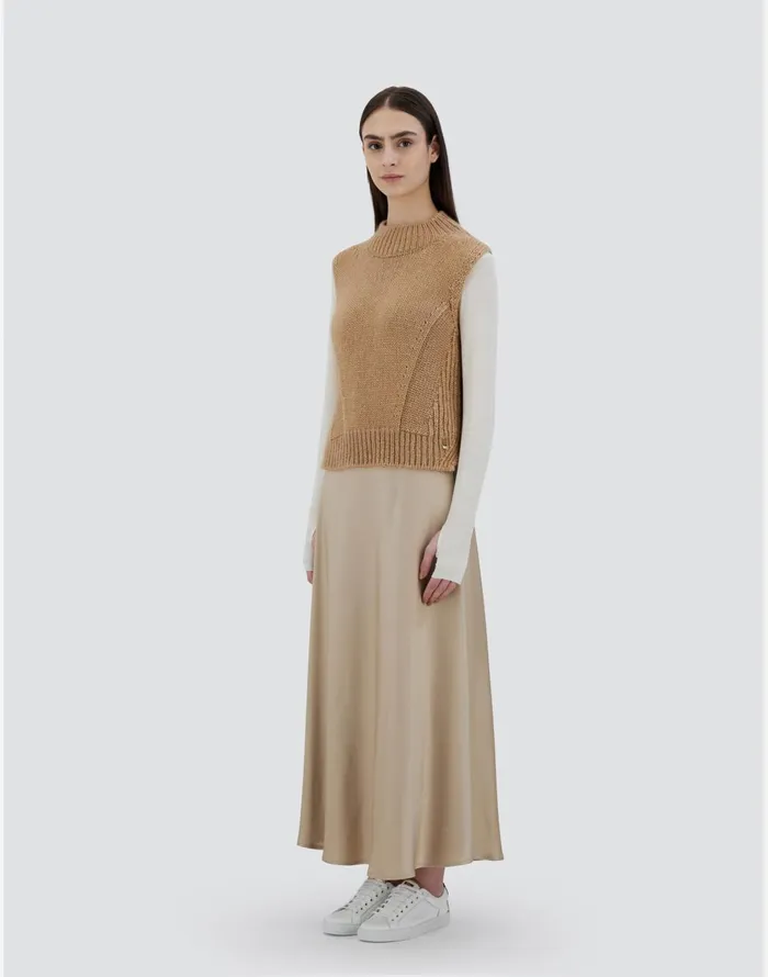 Herno VEST IN SULTAN KNIT Camel Women Sweaters and Cardigan