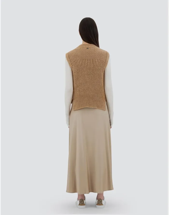 Herno VEST IN SULTAN KNIT Camel Women Sweaters and Cardigan