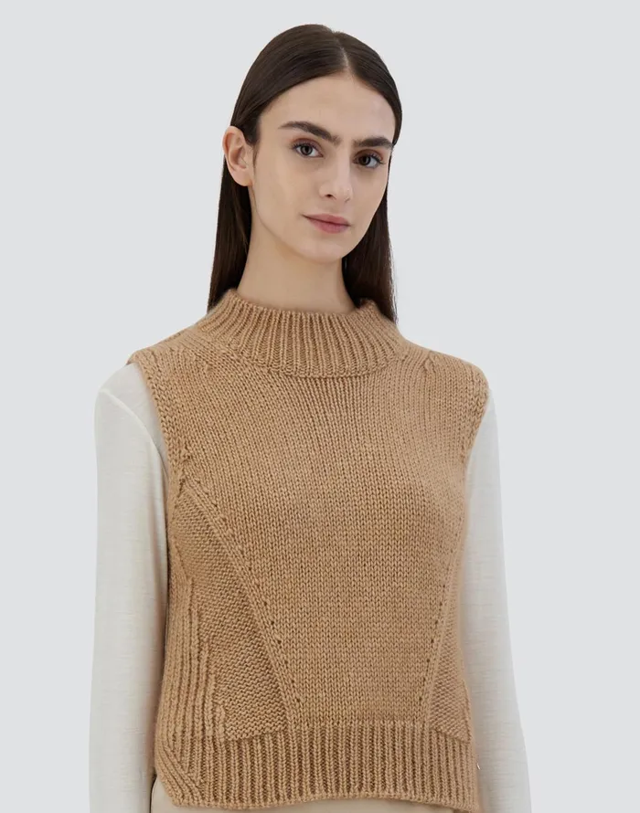 Herno VEST IN SULTAN KNIT Camel Women Sweaters and Cardigan