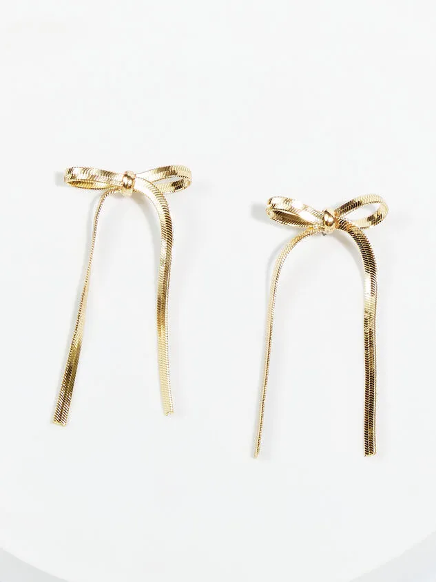 Herringbone Bow Earrings Gold Women Altar039d State Earrings Herringbone Bow Earrings Gold Women Altar039d State Earrings
