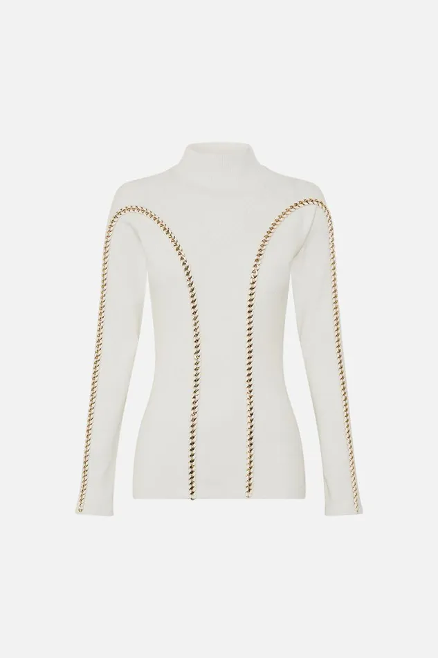 HIGH NECK KNIT TOP VALLEY OF THE QUEENS Valley Of The Queens Womens Camilla Knitwear