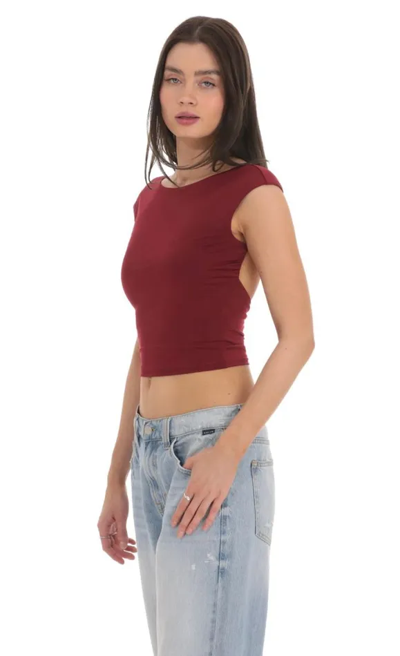 High Neck Open Back Top Maroon Women LUCY IN THE SKY Tops High Neck Open Back Top Maroon Women LUCY IN THE SKY Tops