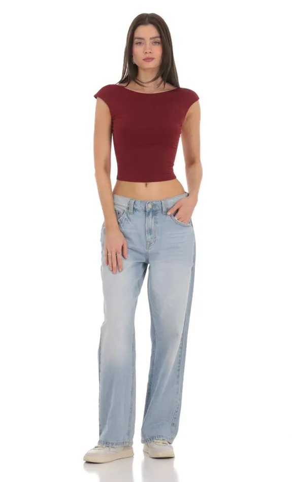High Neck Open Back Top Maroon Women LUCY IN THE SKY Tops High Neck Open Back Top Maroon Women LUCY IN THE SKY Tops