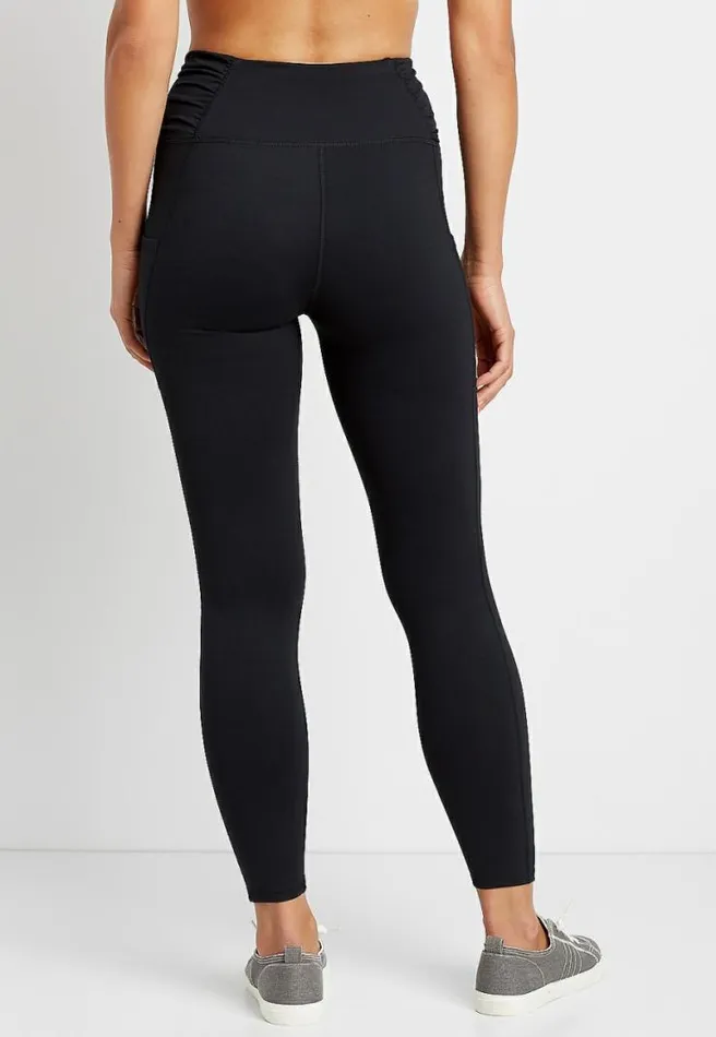 High Rise Black Ruched Side Luxe Pocket Legging Women Maurices Bottoms