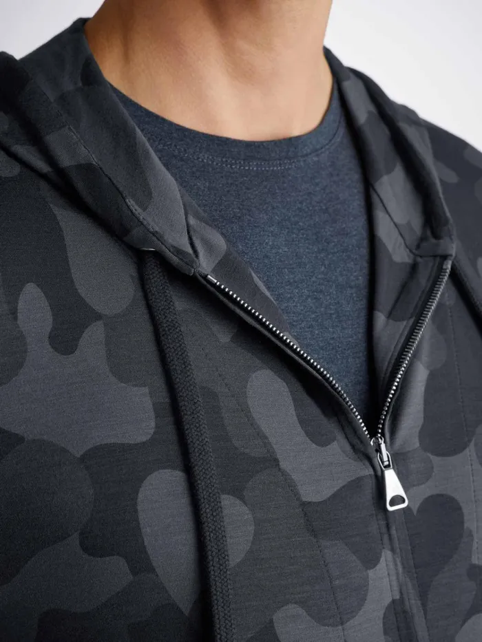 Hooded Tops Men Derek Rose Hoodie London 11 Micro Modal Black