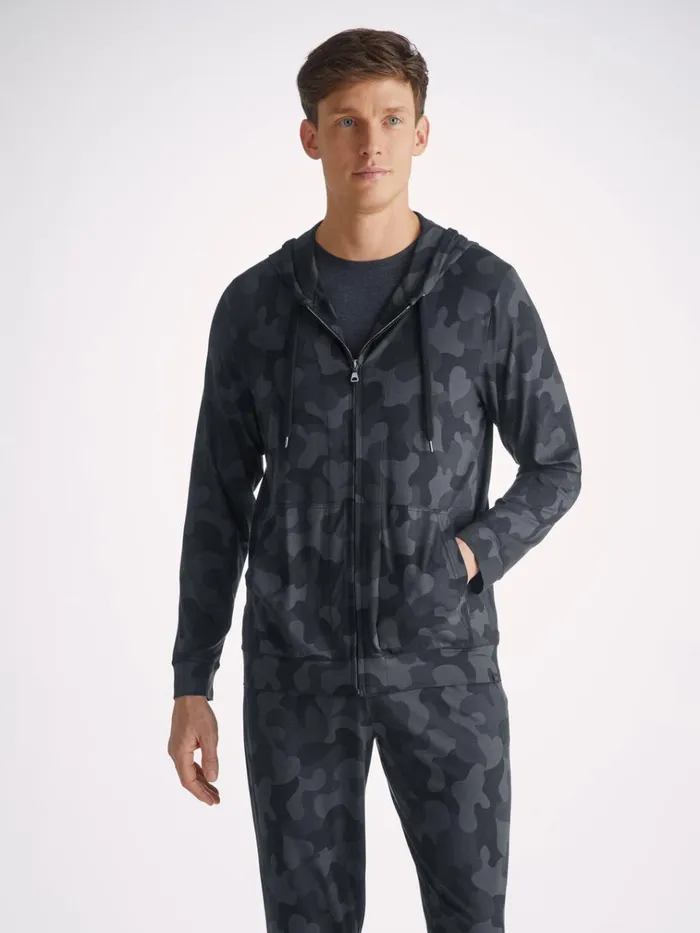 Hooded Tops Men Derek Rose Hoodie London 11 Micro Modal Black
