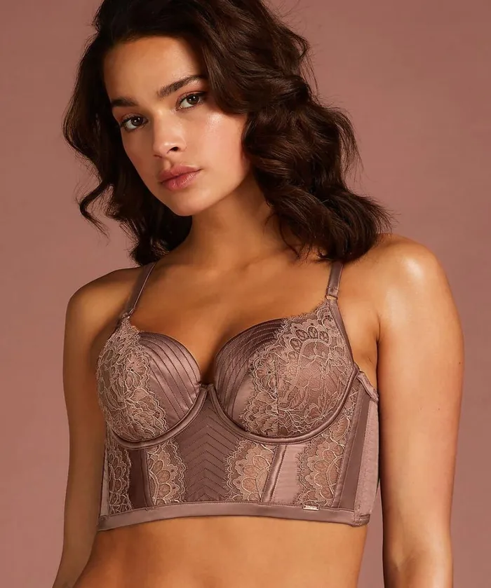Hunkemller Erika Padded Longline Underwired Bra 8211 Brown 8211 Women