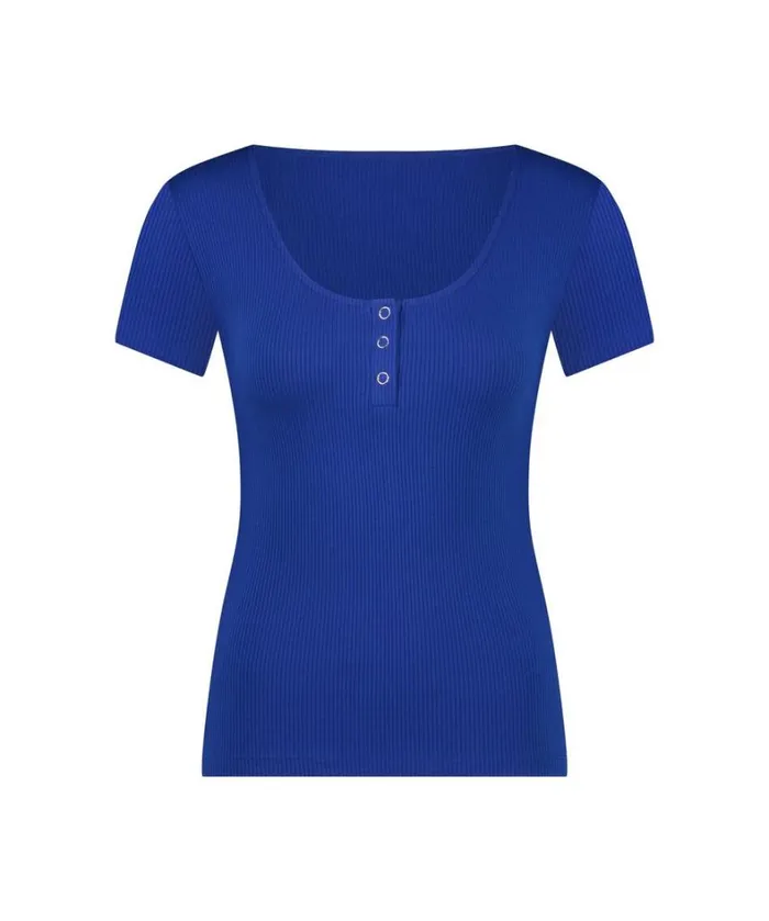 Hunkemller Henley Short Sleeved Pyjama Top 8211 Blue Blue 8211 Women Hunkemller Henley Short Sleeved Pyjama Top 8211 Blue Blue 8211 Women