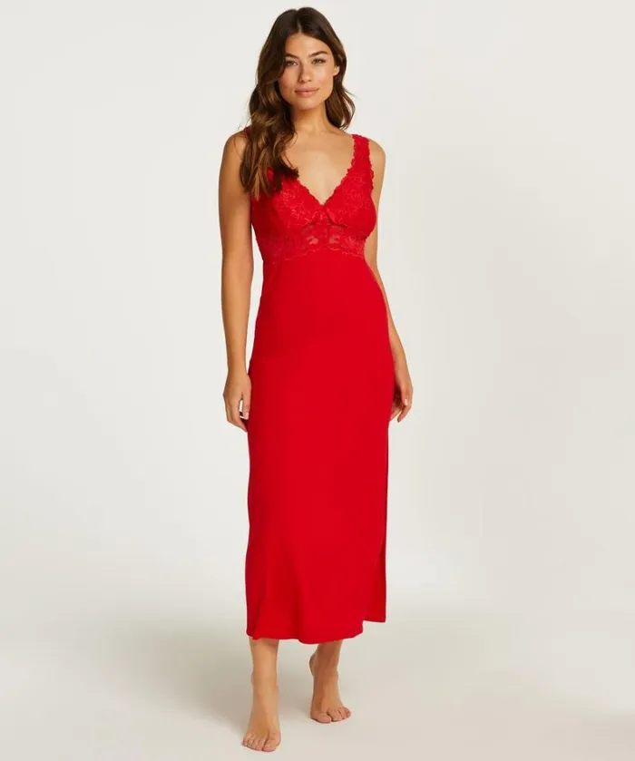 Hunkemller Nora Lace Long Slip Dress 8211 Red Red 8211 Women