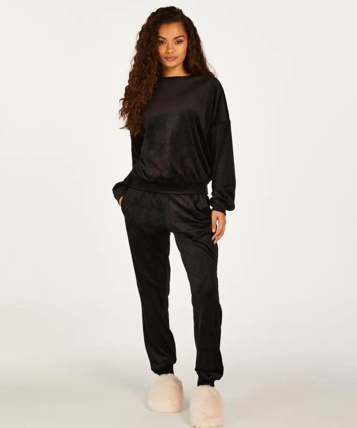 Hunkemller Petite Velour Jogging Bottoms 8211 Black Black 8211 Women Hunkemller Petite Velour Jogging Bottoms 8211 Black Black 8211 Women