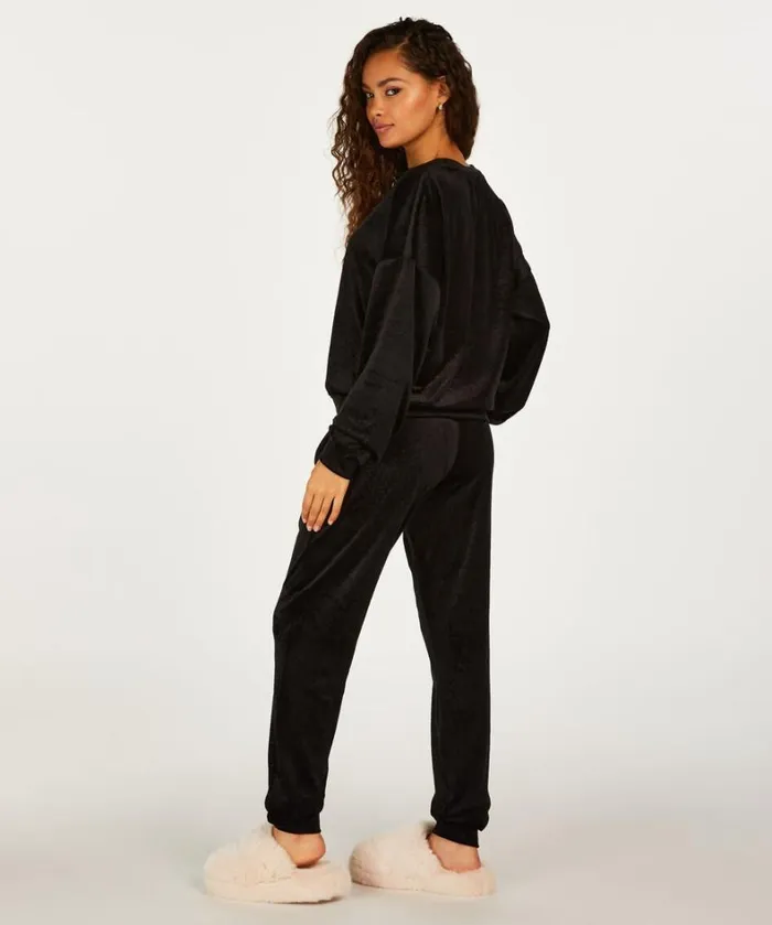Hunkemller Petite Velour Jogging Bottoms 8211 Black Black 8211 Women Hunkemller Petite Velour Jogging Bottoms 8211 Black Black 8211 Women