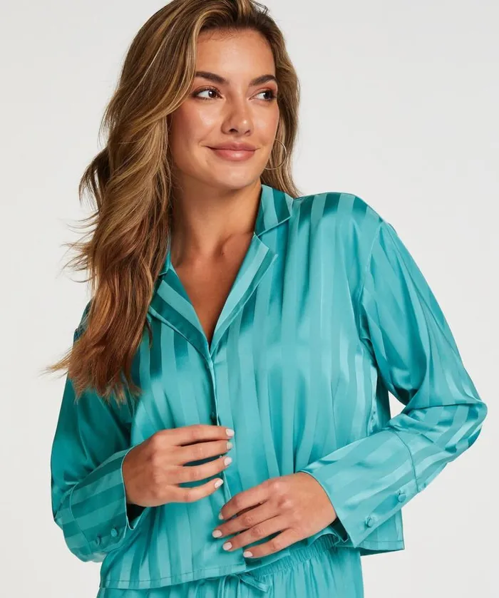 Hunkemller Satin LongSleeved Jacket 8211 Blue Blue 8211 Women