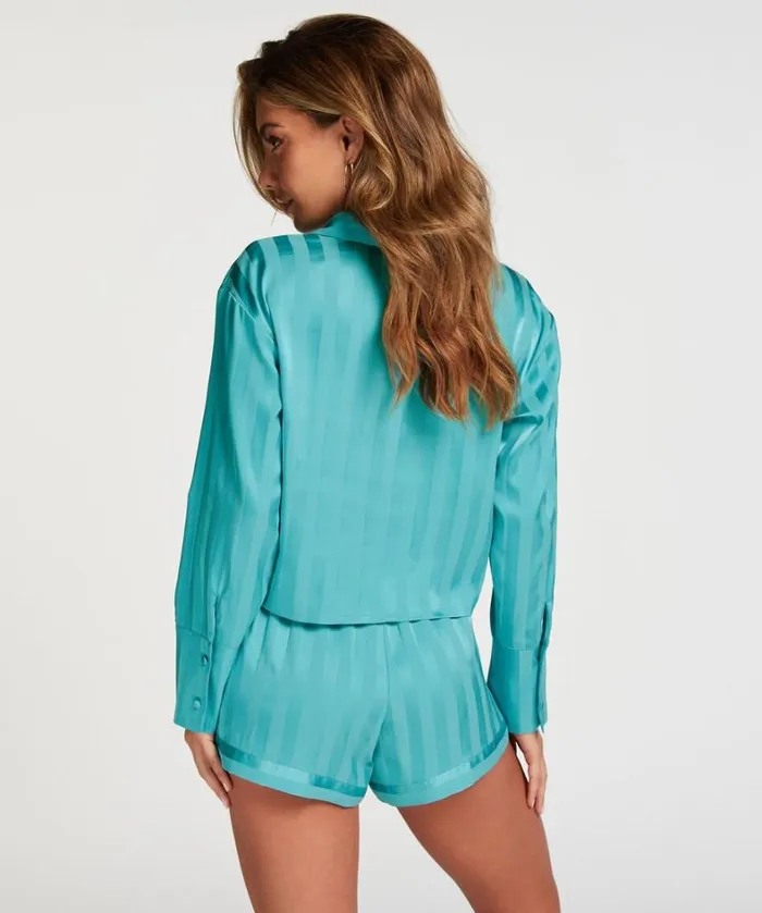 Hunkemller Satin LongSleeved Jacket 8211 Blue Blue 8211 Women Hunkemller Satin LongSleeved Jacket 8211 Blue Blue 8211 Women
