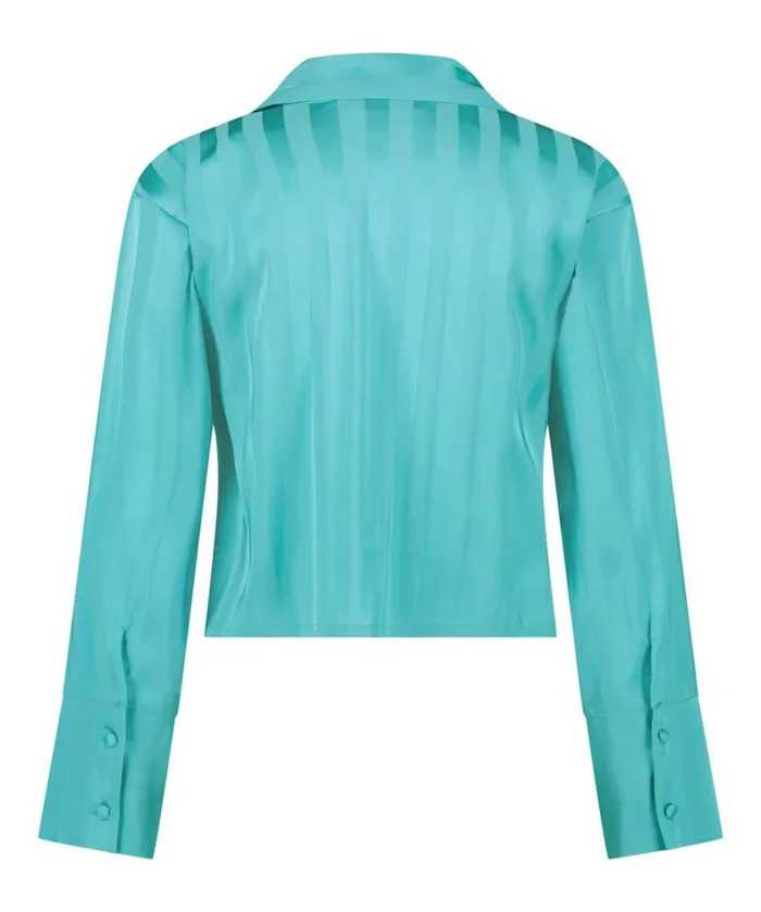 Hunkemller Satin LongSleeved Jacket 8211 Blue Blue 8211 Women Hunkemller Satin LongSleeved Jacket 8211 Blue Blue 8211 Women