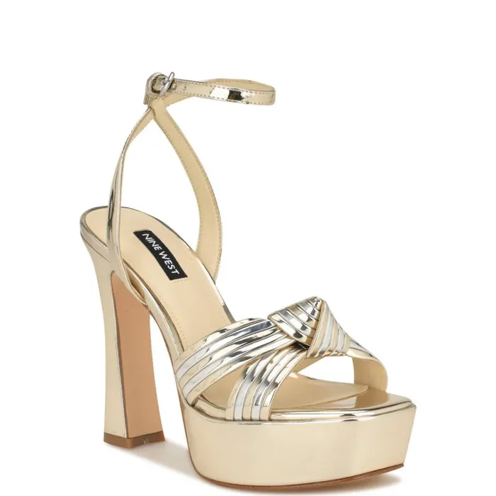 Irna Platform Ankle Strap Knotted Sandals Platino Women Nine West Sandals Irna Platform Ankle Strap Knotted Sandals Platino Women Nine West Sandals