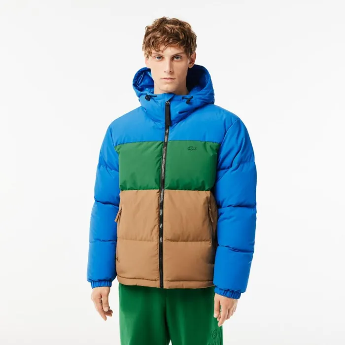 Jackets and Coats Men Lacoste Men039s Colorblock Hooded Down Jacket Blue Green Brown Nij Jackets and Coats Men Lacoste Men039s Colorblock Hooded Down Jacket Blue Green Brown Nij