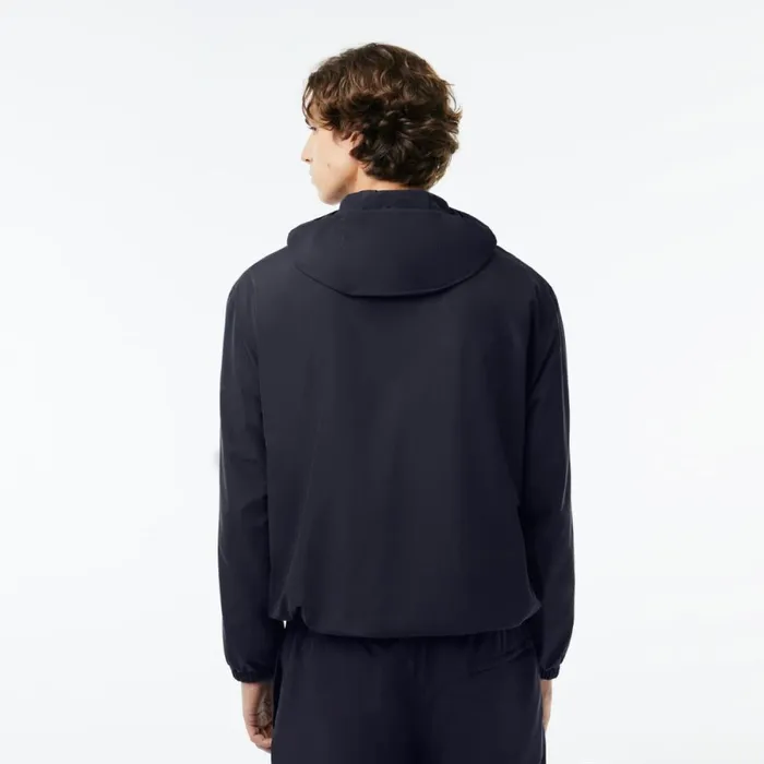 Jackets and Coats Men Lacoste Men039s Detachable Hood WaterResistant Jacket Abysm Blue Hde