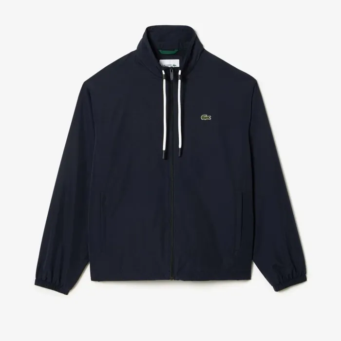 Jackets and Coats Men Lacoste Men039s Detachable Hood WaterResistant Jacket Abysm Blue Hde