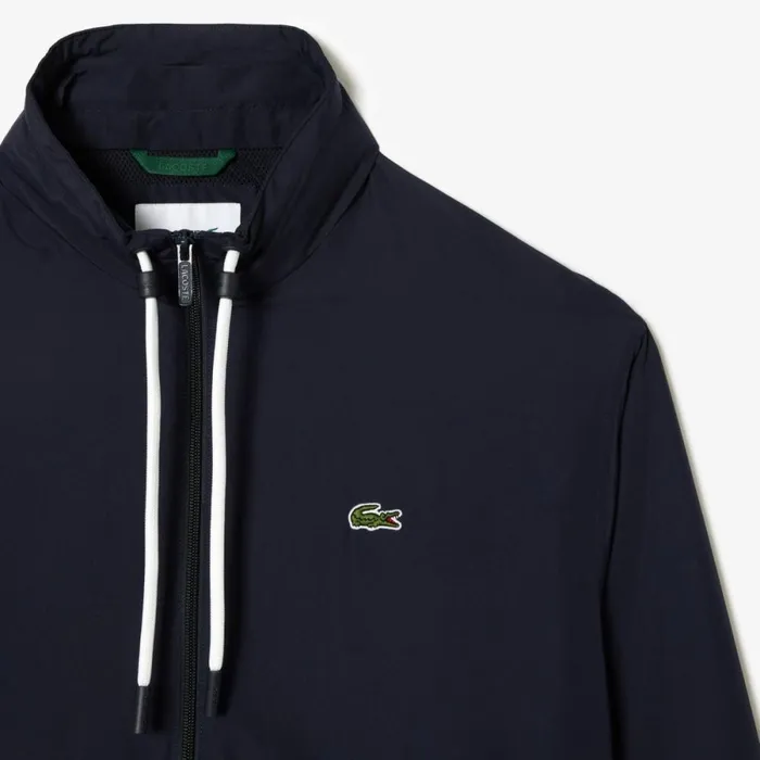 Jackets and Coats Men Lacoste Men039s Detachable Hood WaterResistant Jacket Abysm Blue Hde