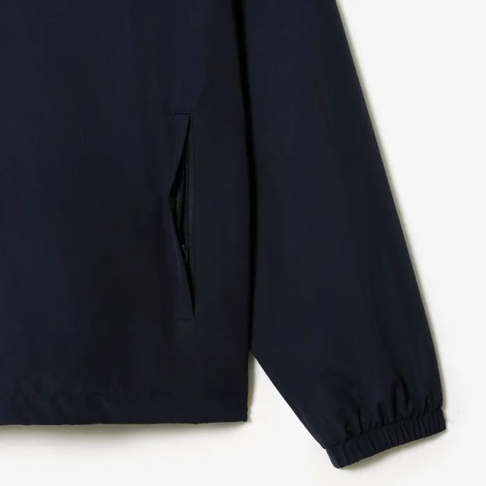 Jackets and Coats Men Lacoste Men039s Detachable Hood WaterResistant Jacket Abysm Blue Hde