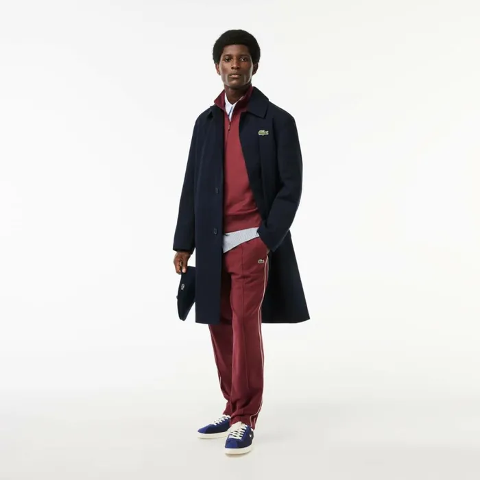 Jackets and Coats Men Lacoste Men039s Lightweight Waterproof Cotton Twill Trench Coat Abysm Blue Hde