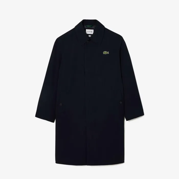 Jackets and Coats Men Lacoste Men039s Lightweight Waterproof Cotton Twill Trench Coat Abysm Blue Hde
