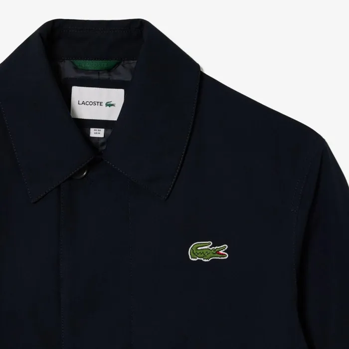 Jackets and Coats Men Lacoste Men039s Lightweight Waterproof Cotton Twill Trench Coat Abysm Blue Hde