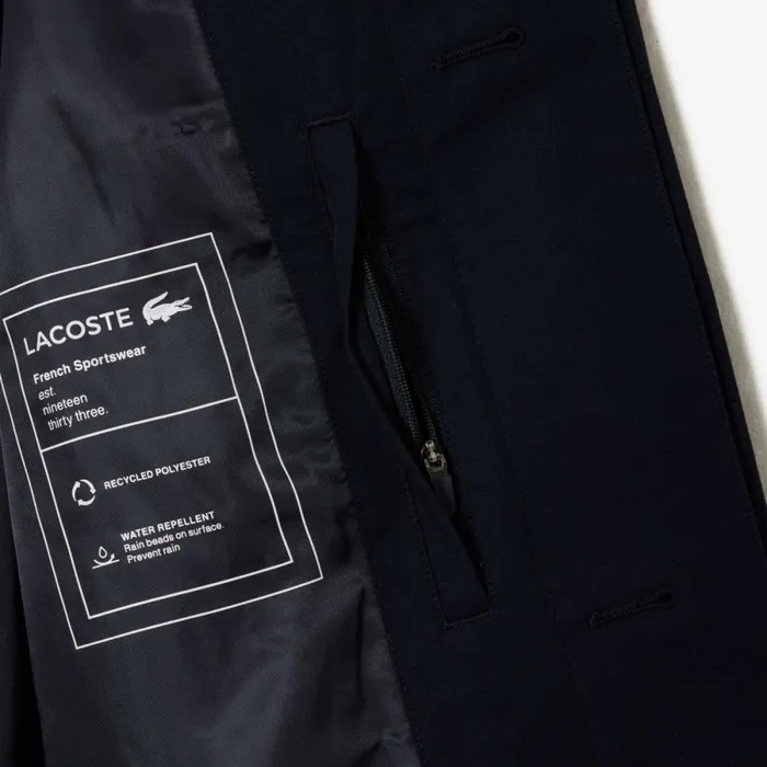 Jackets and Coats Men Lacoste Men039s Lightweight Waterproof Cotton Twill Trench Coat Abysm Blue Hde