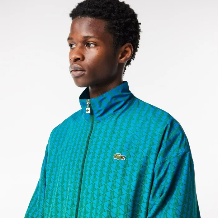 Jackets and Coats Men Lacoste Men039s Monogram Print Ombr Track Jacket Blue Green Qiy