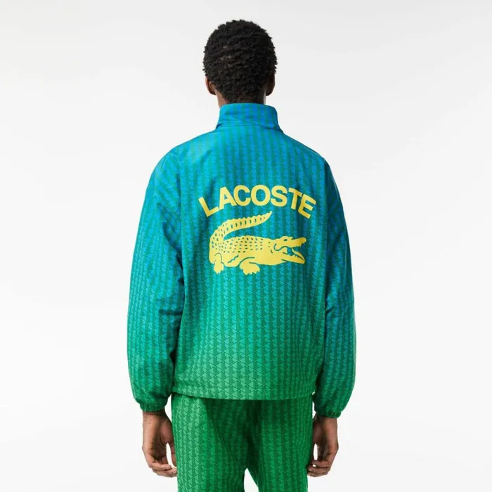 Jackets and Coats Men Lacoste Men039s Monogram Print Ombr Track Jacket Blue Green Qiy