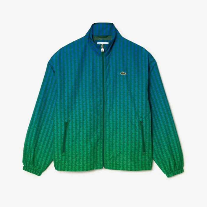 Jackets and Coats Men Lacoste Men039s Monogram Print Ombr Track Jacket Blue Green Qiy