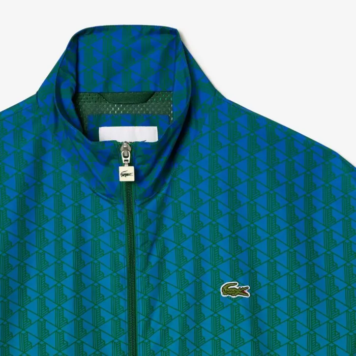 Jackets and Coats Men Lacoste Men039s Monogram Print Ombr Track Jacket Blue Green Qiy