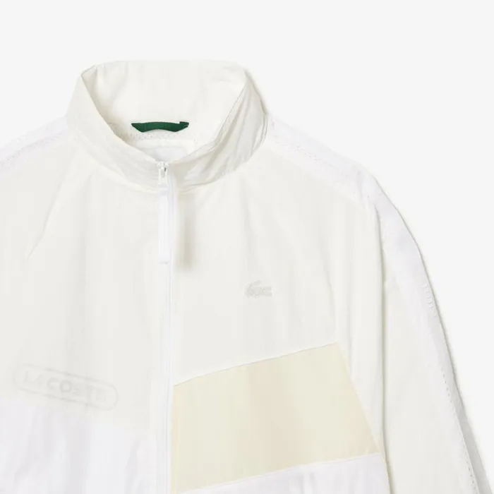 Jackets and Coats Men Lacoste Men039s Oversized WaterResistant Patchwork Jacket White Qim