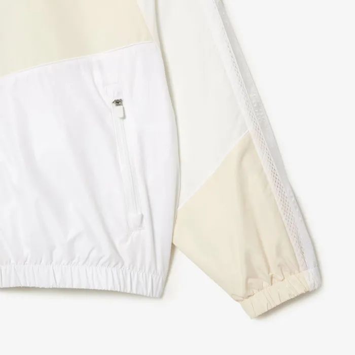 Jackets and Coats Men Lacoste Men039s Oversized WaterResistant Patchwork Jacket White Qim