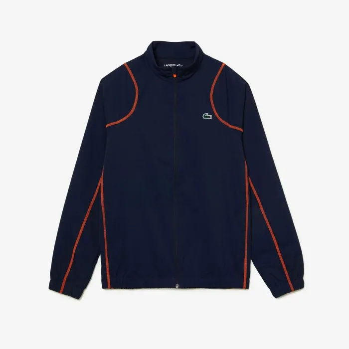 Jackets and Coats Men Lacoste Mens Tennis HighNeck Sweatsuit Navy Blue Orange Xig