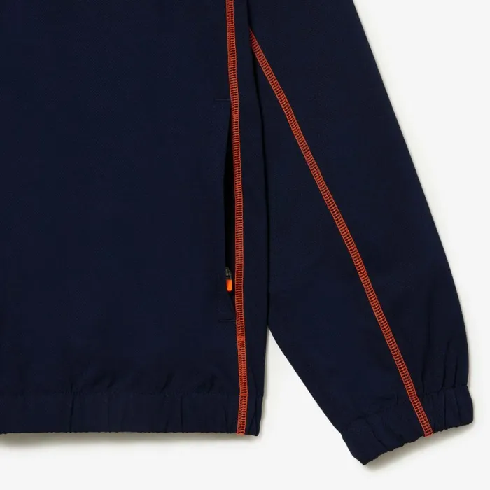 Jackets and Coats Men Lacoste Mens Tennis HighNeck Sweatsuit Navy Blue Orange Xig