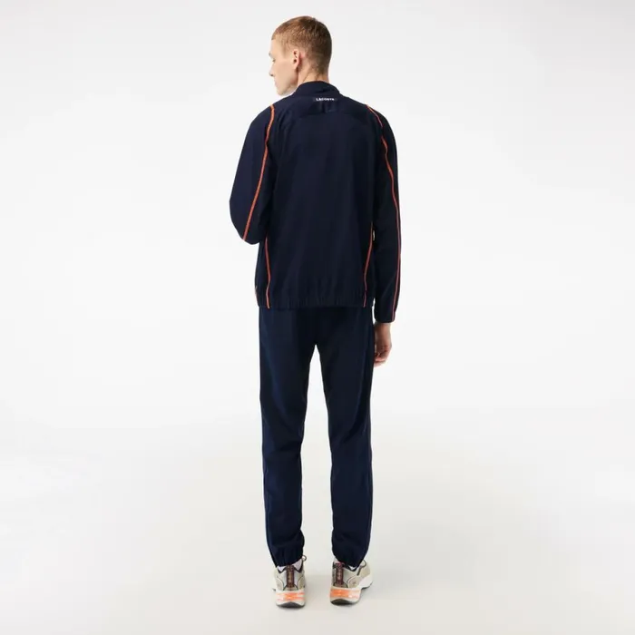 Jackets and Coats Men Lacoste Mens Tennis HighNeck Sweatsuit Navy Blue Orange Xig