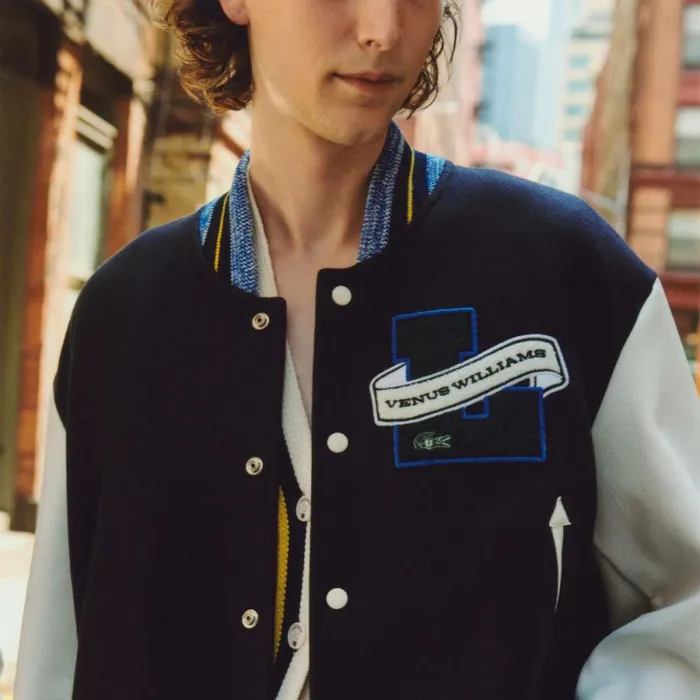 Jackets and Coats MenWomen Lacoste Lacoste X EleVen By Venus Oversized Varsity Jacket Navy Blue 166