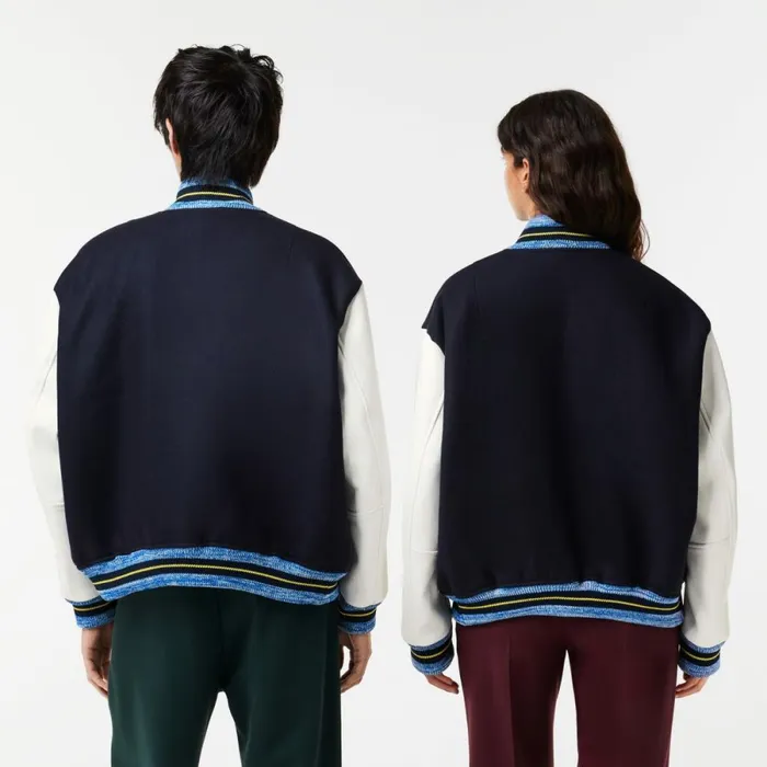 Jackets and Coats MenWomen Lacoste Lacoste X EleVen By Venus Oversized Varsity Jacket Navy Blue 166