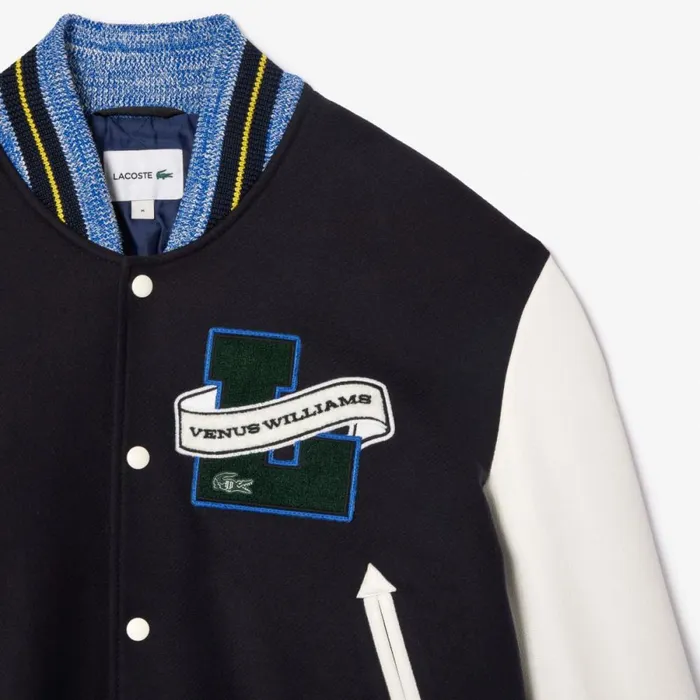 Jackets and Coats MenWomen Lacoste Lacoste X EleVen By Venus Oversized Varsity Jacket Navy Blue 166