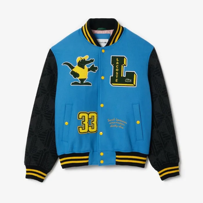 Jackets and Coats MenWomen Lacoste Unisex Contrast Monogram Sleeve Teddy Jacket Blue White Eep
